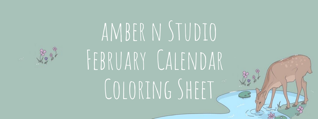 Amber N Studio February Coloring Calendar Sheet