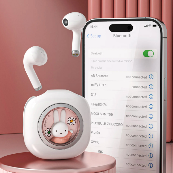 Miffy's Wireless Ear Buds With Wireless Charger - Pink