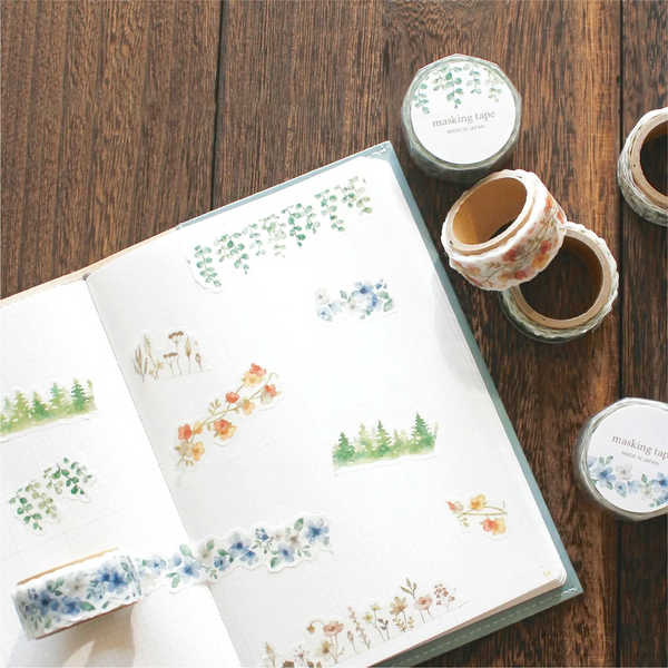 Mind Wave Palette Series Masking Tape - Brown Flowers