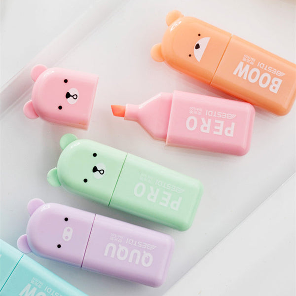 Mini Cartoon Animal Highlighters - Set of 6