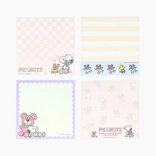 Peanuts Snoopy Memo Pad - Snoopy & Cuddly Bears - Pink