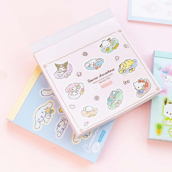 Sanrio 3 Design Memo Pad + Sticker Sheet