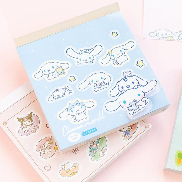 Sanrio 3 Design Memo Pad + Sticker Sheet
