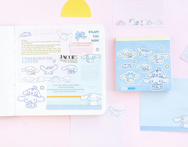 Sanrio 3 Design Memo Pad + Sticker Sheet