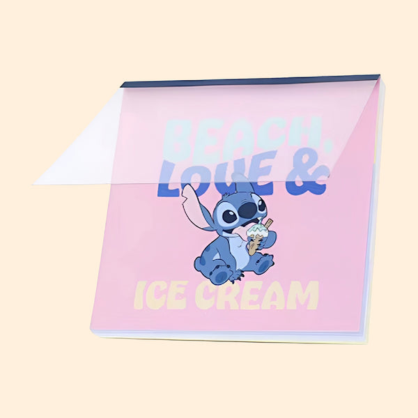 Sun-Star & Disney Stitch Memo Pad - Limited Summer Edition - Beach, Love & Ice Cream