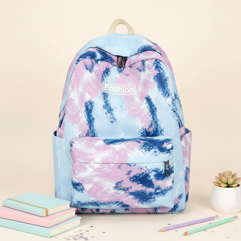 Rainbow Tie-Dye Nylon Backpack - Midnight Berry Swirl