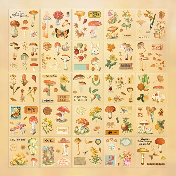 Vintage Nature Transparent Stickers - Large Boxed Set - 100 Pieces