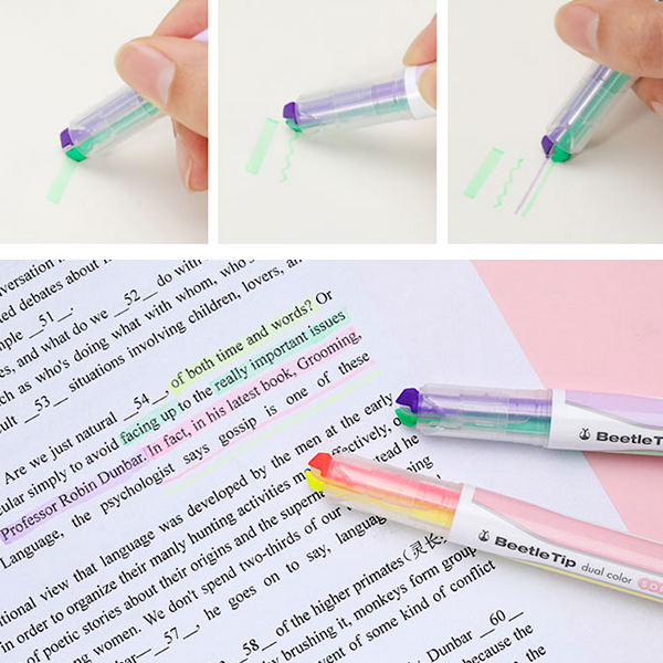 KOKUYO Beetle Tip 2-in-1 Dual Color Highlighter