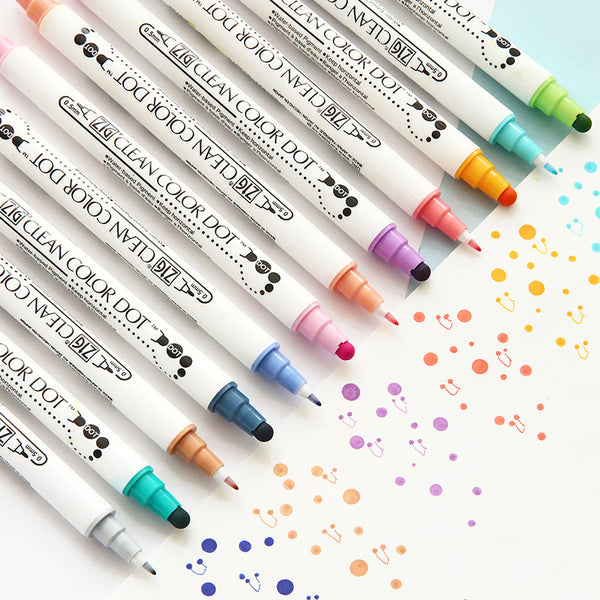 Kuretake ZIG Clean Color Dot Dual Tip Marker  - 12 Color Set