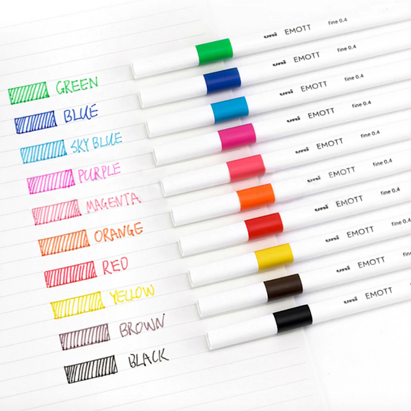 Uni EMOTT Sign Pen - 0.4 mm - 10 Color Set