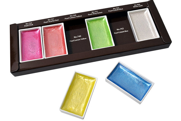 Kuretake Gansai Tambi Pearl Colors - 6 Color Set