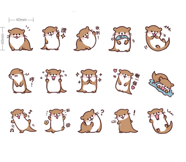 Lovely Sea Otter Paper Stickers Adhesive Labels