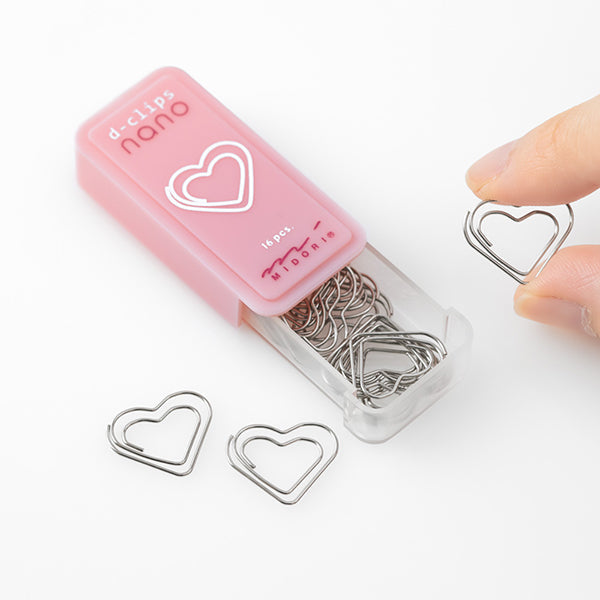 Midori D-Clips Nano Clips - Heart - Box of 16