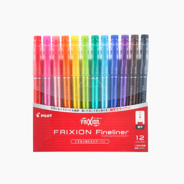 Pilot FriXion Fineliner Erasable Pen - Fine Tip - 12 Color Set