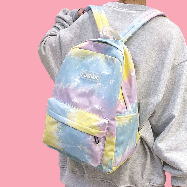 Rainbow Tie-Dye Nylon Backpack - Cotton Candy Skies