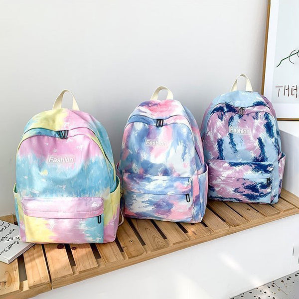 Rainbow Tie-Dye Nylon Backpack - Cotton Candy Skies