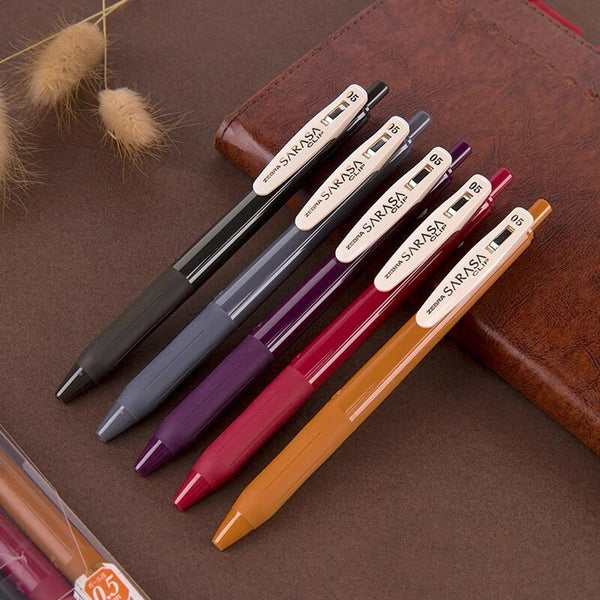 Zebra Sarasa Clip Gel Pen - Vintage Color 2 - 5 Color Set
