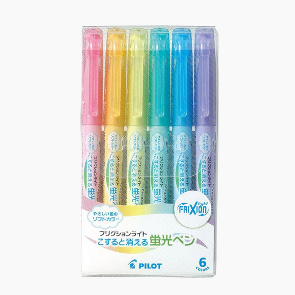 Pilot FriXion Soft Pastel Color Erasable Highlighters - 6 Color Set