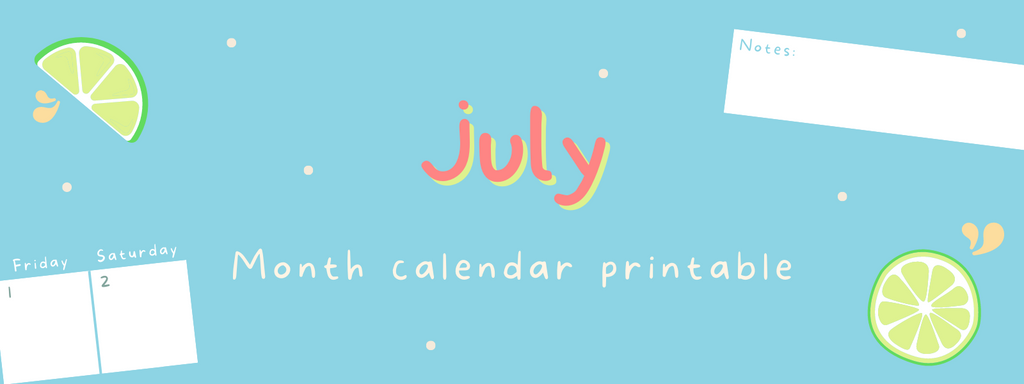 July Calendar Printable