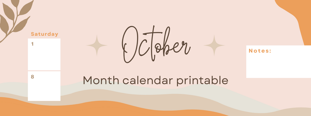 October Calendar Printable