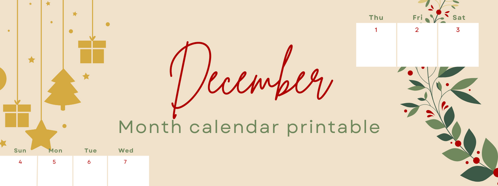 December Calendar Printable