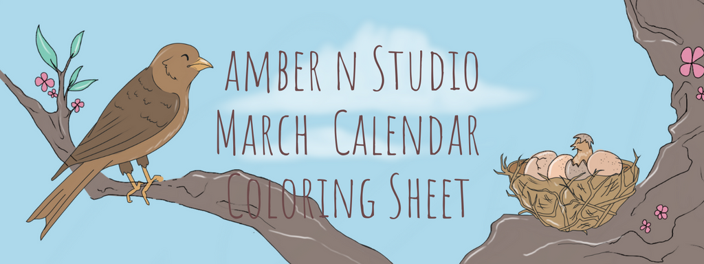 Amber N Studio March Coloring Calendar Sheet
