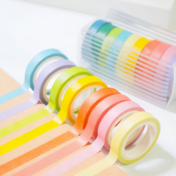 10 Psc Candy Color Decorative Adhesive Tapes