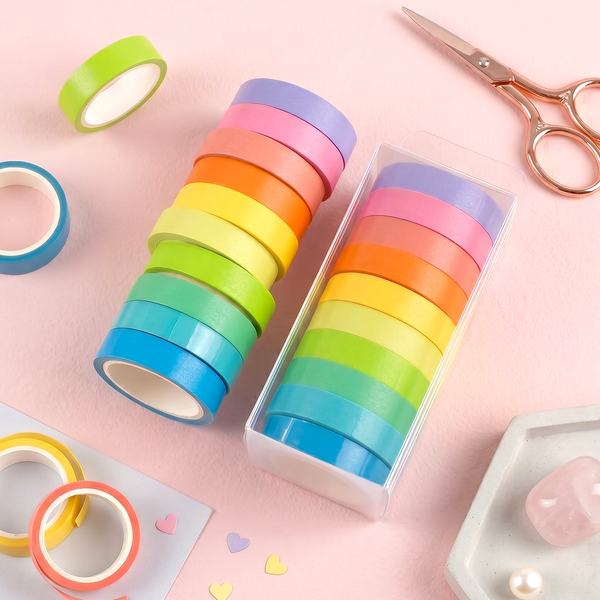 10 Psc Candy Color Decorative Adhesive Tapes