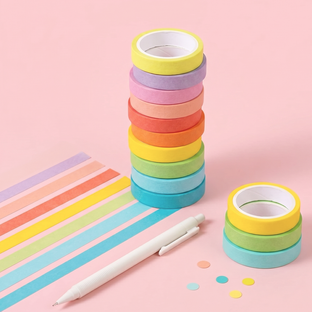 10 Psc Candy Color Decorative Adhesive Tapes | Kawaii Pen Shop