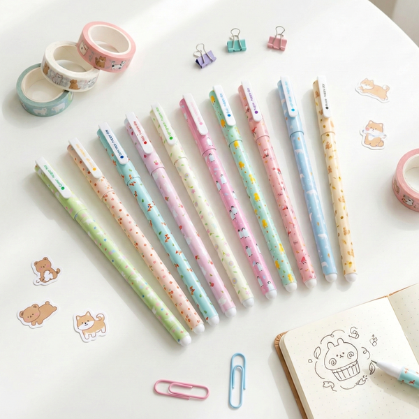 Kawaii Animal Gel Pen - 10 Color Set