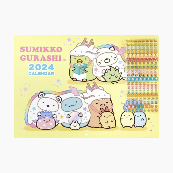 2024 Large Calendar + Sticker Sheet - Sumikko Gurashi - Year Of Dragon