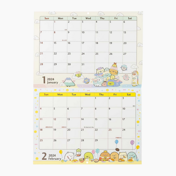 2024 Large Calendar + Sticker Sheet - Sumikko Gurashi - Year Of Dragon