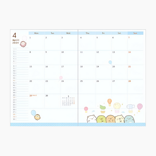 2024 Sumikko Gurashi B6 Schedule Book - Picnic
