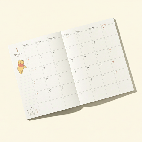 Winnie The Pooh 2026  Schedule Book - Flowers - 5 IN STOCK!