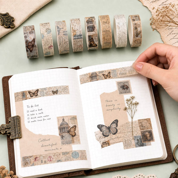 Antique Pages Washi Tape Set