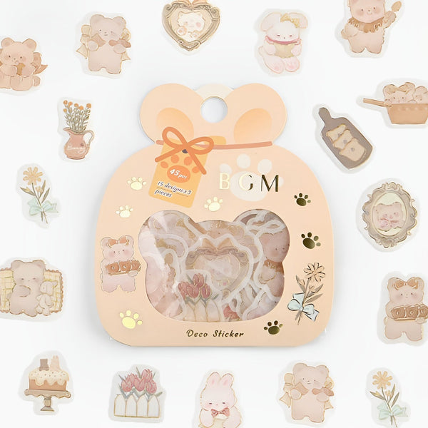 BGM Beary Cute Flake Stickers - Teddy Bear