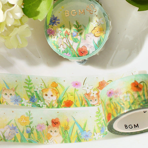BGM Cat & Late Afternoon Blossom Washi Tape
