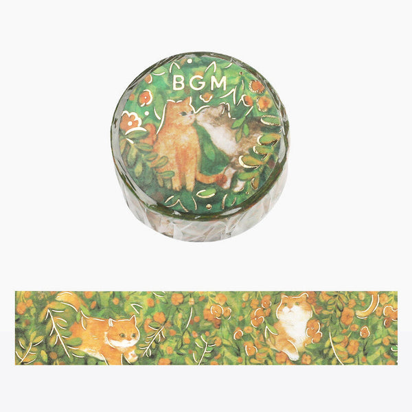 BGM Cat & Orange Flowers Washi Tape