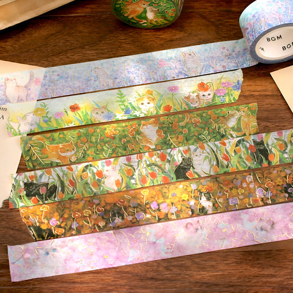 BGM Cat & Orange Flowers Washi Tape