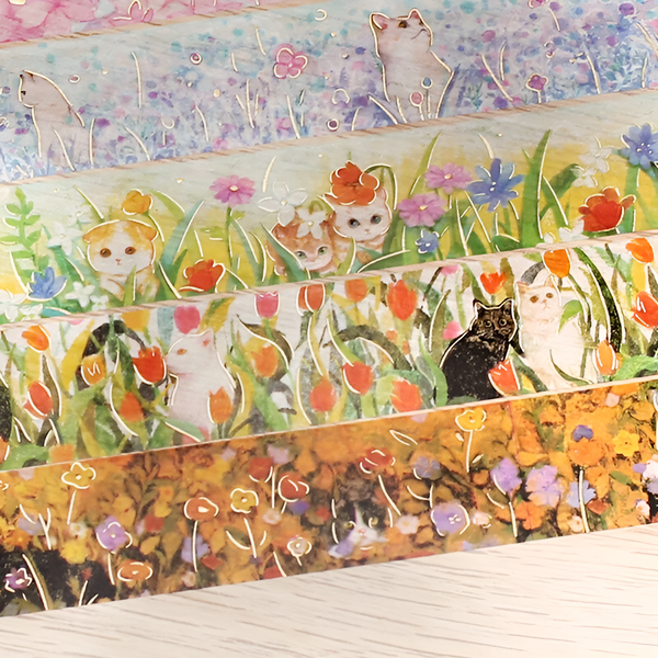 BGM Cat & Wild Flowers Washi Tape