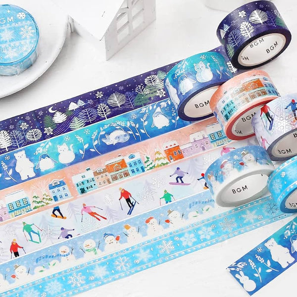 BGM Wide Christmas Masking Tape - Limited Edition - Skiing