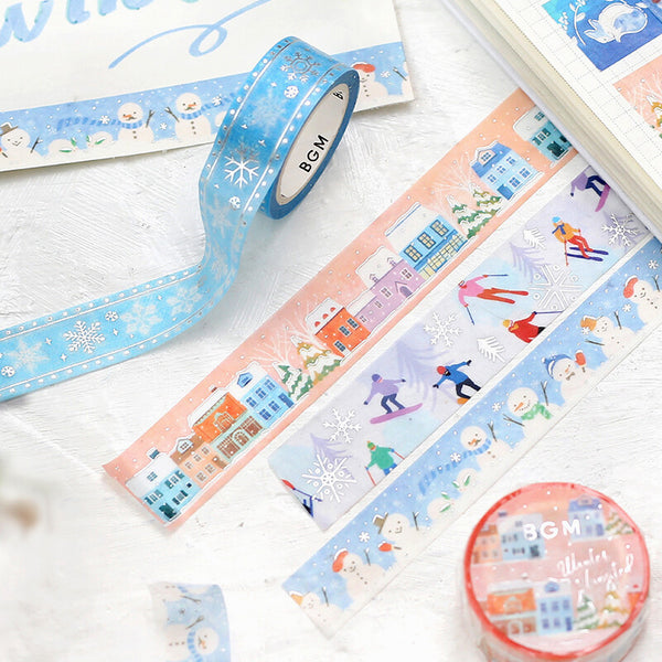 BGM Wide Christmas Masking Tape - Limited Edition - Winter Town