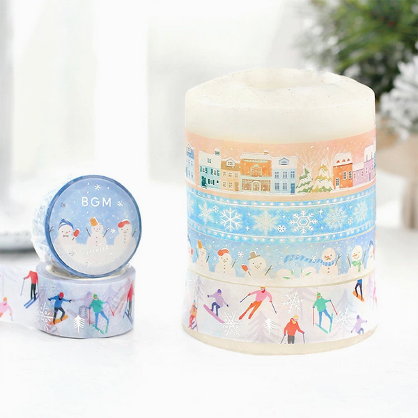 BGM Wide Christmas Masking Tape - Limited Edition - Winter Town