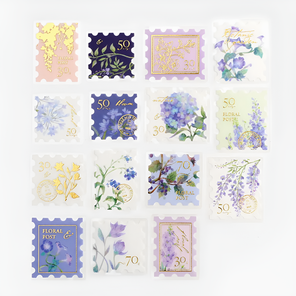 Botanic florals stamps, Flower stamps, Flower png