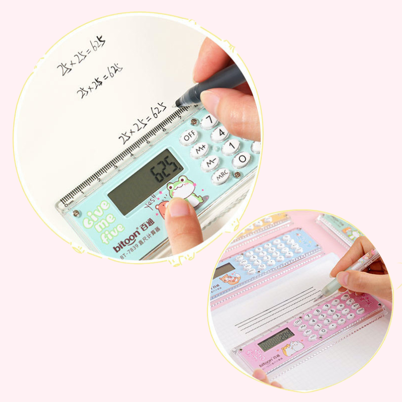 Bitoon Study Essential 2-in-1 Calculator Ruler | Kawaii Pen Shop