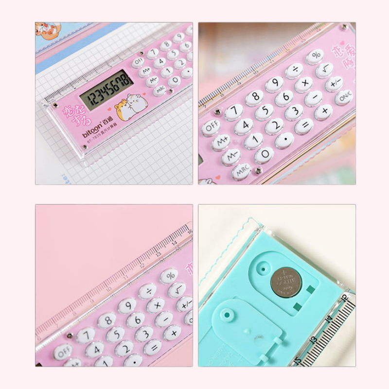 Bitoon Study Essential 2-in-1 Calculator Ruler | Kawaii Pen Shop