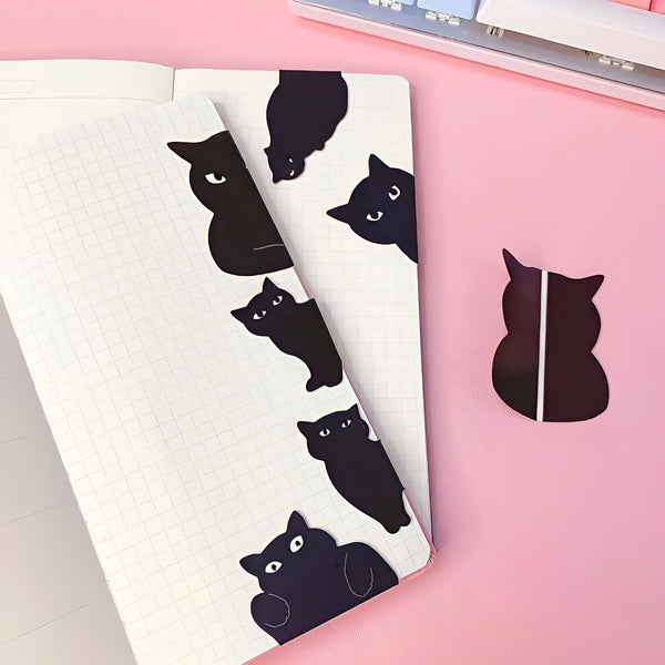 Black Cat Magnetic Bookmark - Set of 6