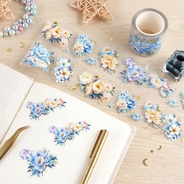 Blue Petunia Clear Washi Tape - Extra Wide
