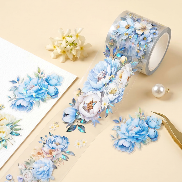 Blue Petunia Clear Washi Tape - Extra Wide