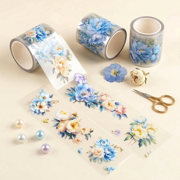 Blue Petunia Clear Washi Tape - Extra Wide